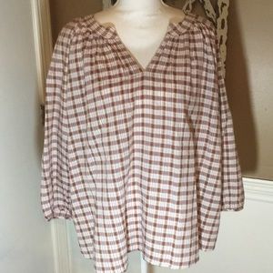 Women’s Universal Thread Burgundy Plaid Top XL